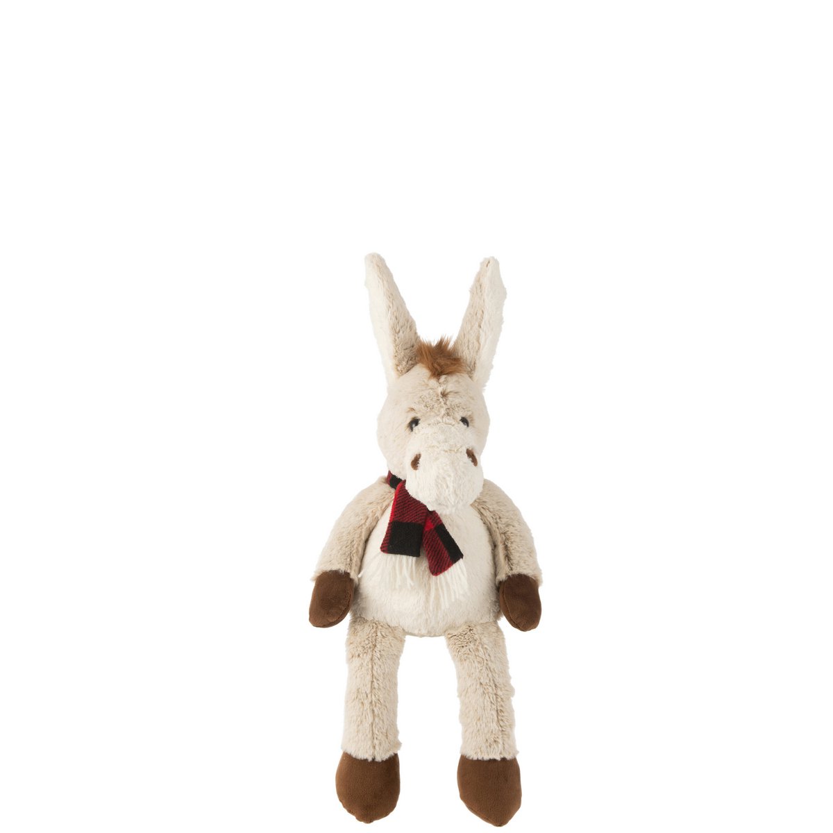 Âne en peluche J-Line beige et marron, décoratif et doux