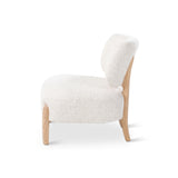 Détail du tissu beige moucheté du fauteuil Denzel