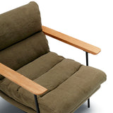 Fauteuil SITS tissu lin Bill coloris olive avec accoudoirs plats - Détail