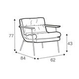 Dimensions fauteuil SITS Bill avec accoudoirs plats ou ronds