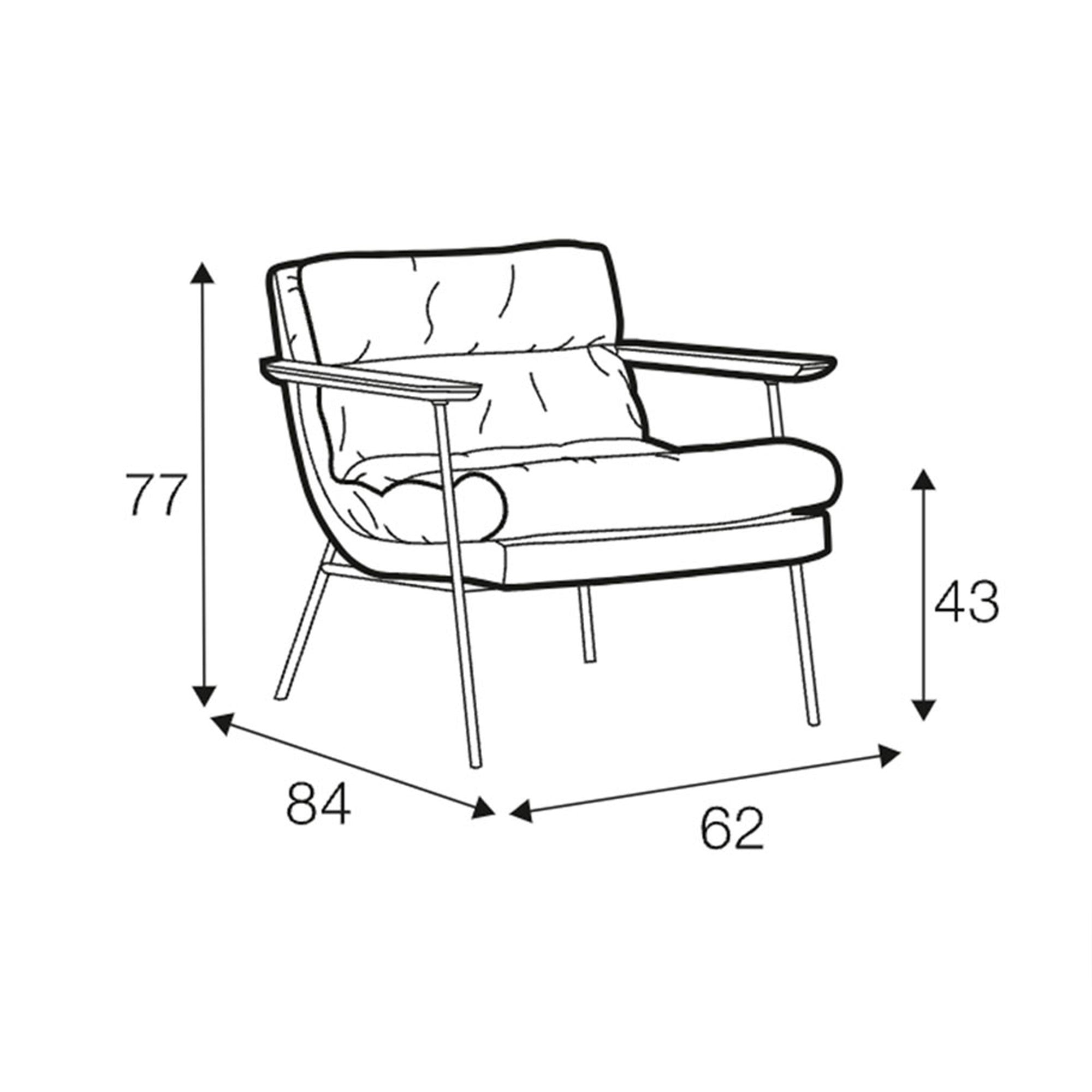 Dimensions fauteuil SITS Bill avec accoudoirs plats ou ronds