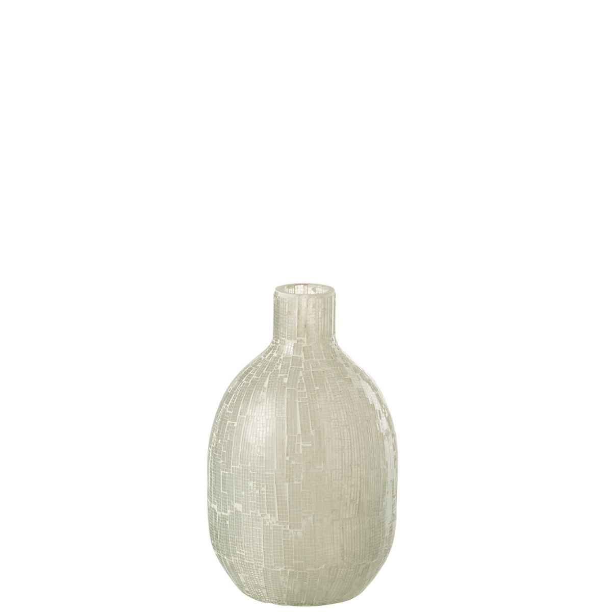 Vase mosaïque rond J-Line en verre gris clair, 27 cm de haut