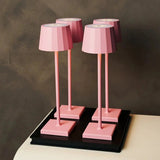 Lot de 4 lampes de table rechargeables rose avec station