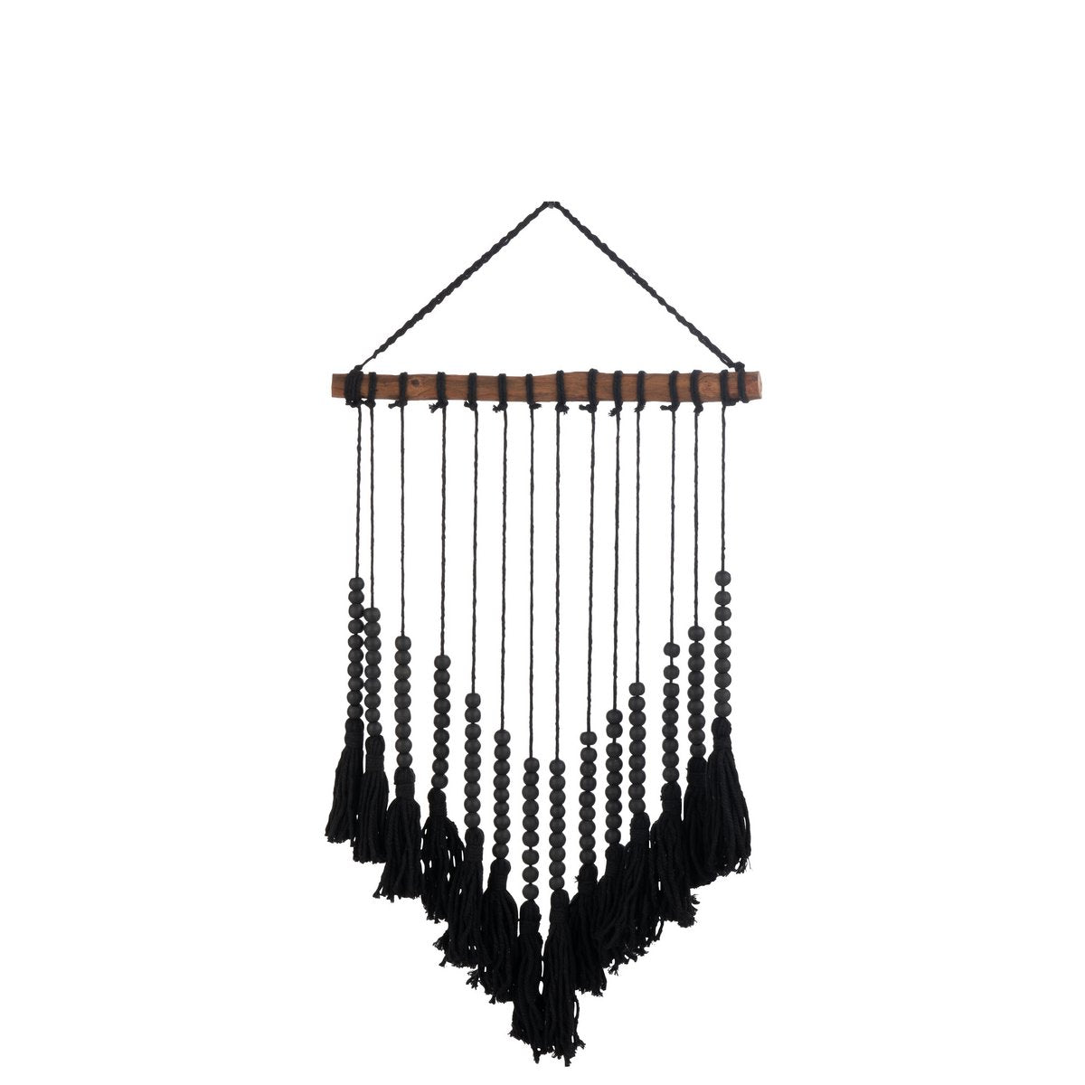 Suspension Pompon J-Line en coton noir, design élégant et moderne