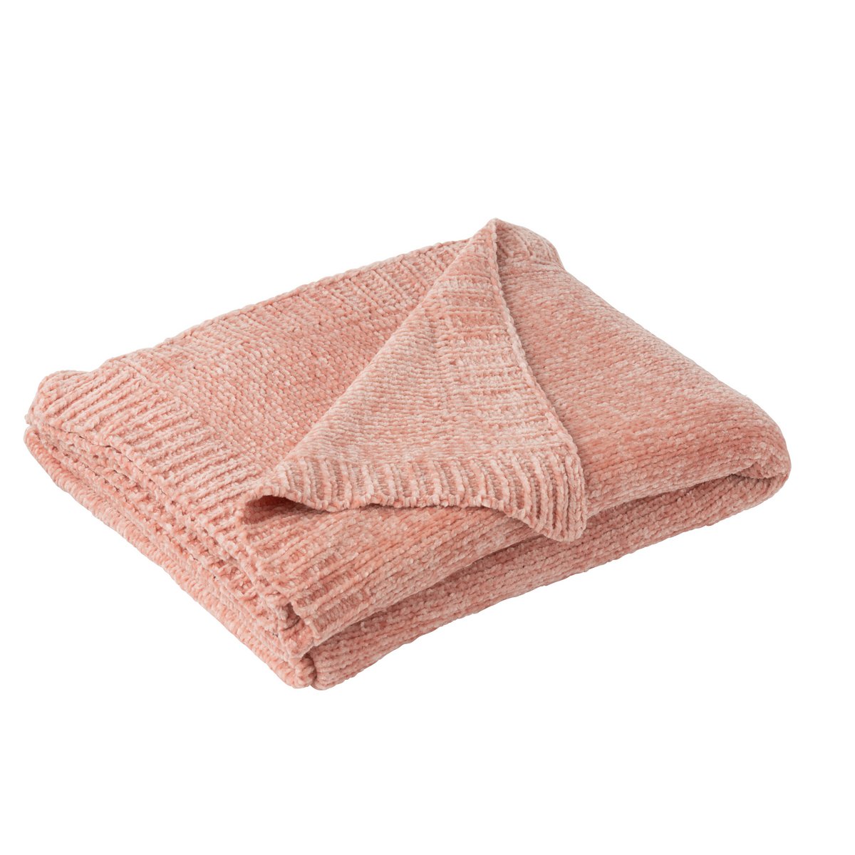 Couverture J-Line en chenille rose, vue d'ensemble élégante.