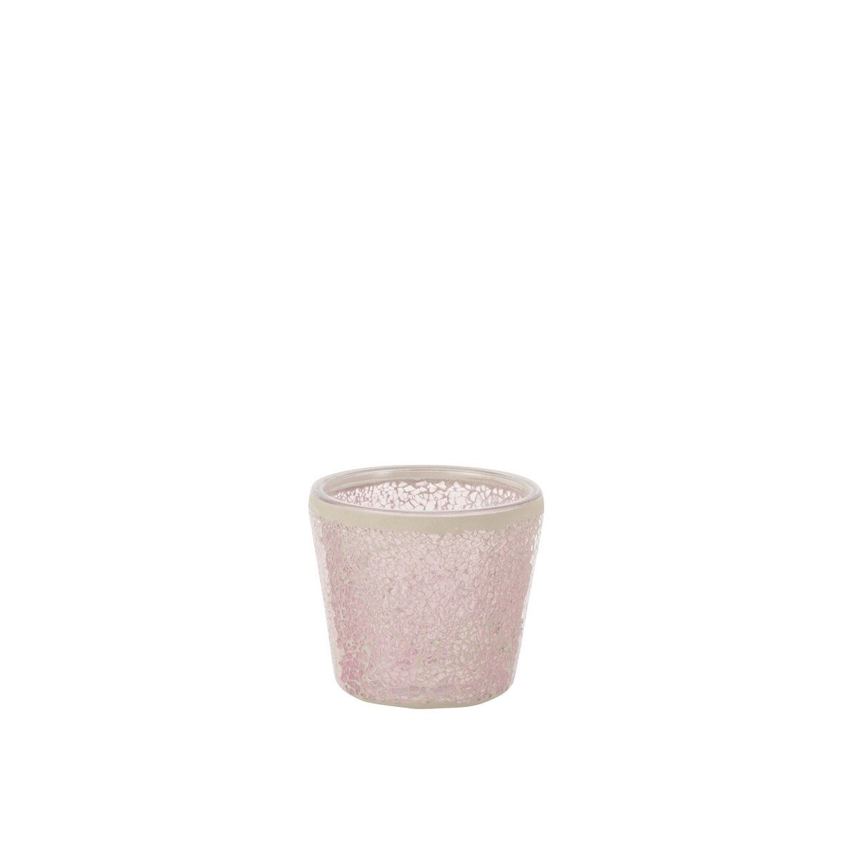Bougeoir Mosaïque Conique en Verre Rose de J-Line, vue de face