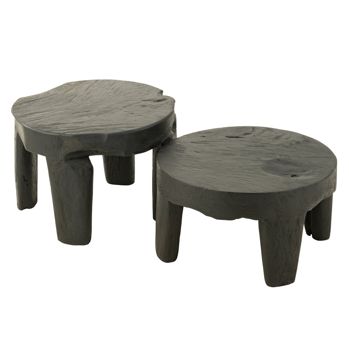 Deux tables J-Line en bois noir, ambiance salon