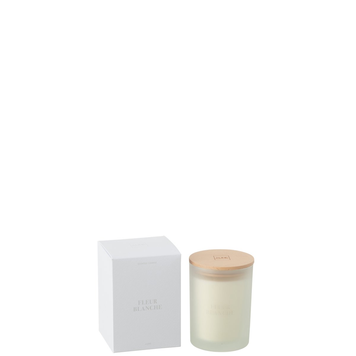 Bougie parfumée Fleur Blanche J-Line - vue avant avec étiquette