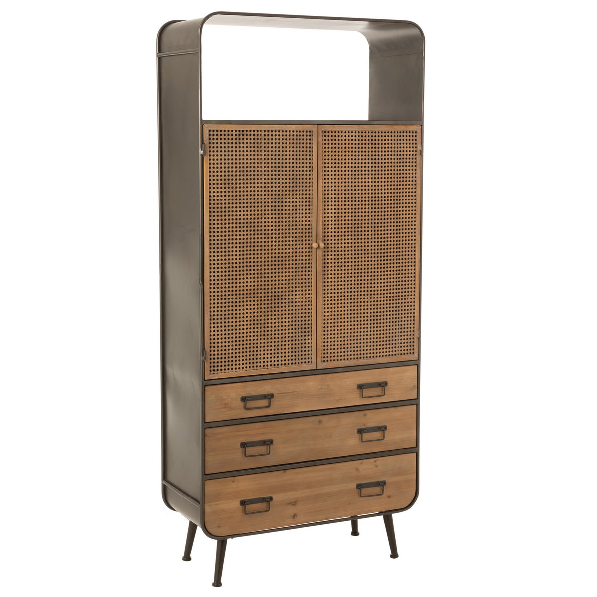 Armoire J-Line en bois et métal avec trois tiroirs