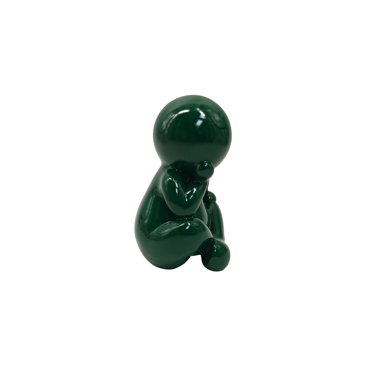 Statue Amigo Assis Moyen en polyresine verte, vue de côté
