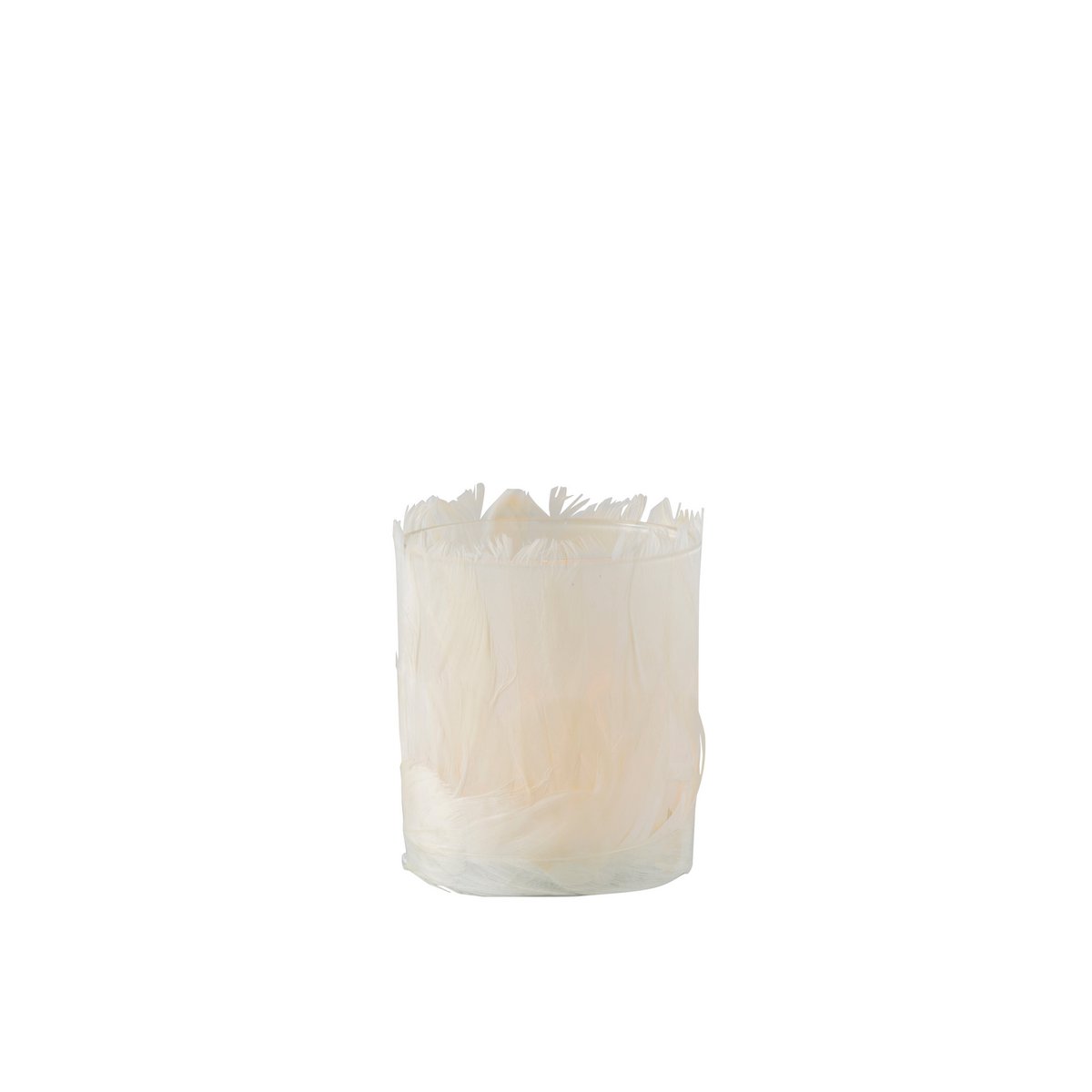 Photophore J-Line Plumes en verre crème, vue de face