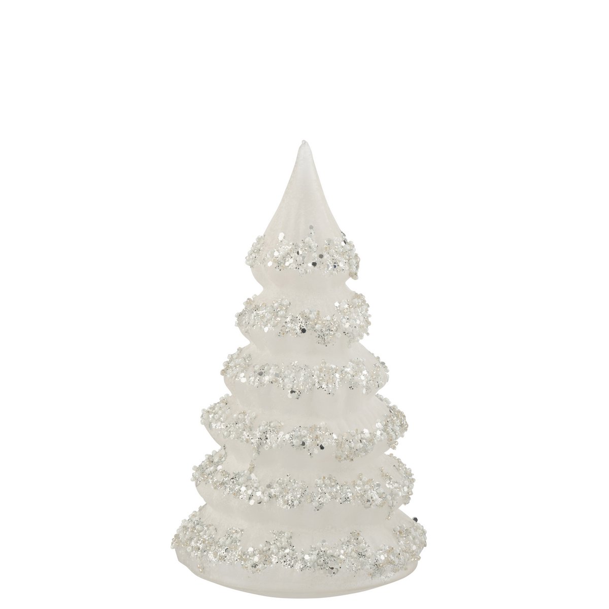 Sapin de Noël J-Line en verre avec paillettes blanches et argentées