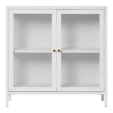 Armoire Dalby avec portes vitrées en acier blanc, vue de face