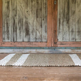 Tapis en jonc de mer 120x60 cm SEWU | Tapis rayé en jonc de mer