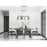 4 pendentif "Tilde", lampe à pendule en métal classique et textile en gris et blanc, avec cadre E27, réglable en hauteur, 86 cm de long, idéal comme lampe à manger