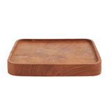 Assiette carrée en teck naturel - mise en scène sur table