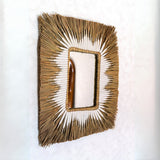 Miroir mural des herbiers marins - Miroir de suspension boho rectangulaire - Miroir mural marginal avec motif de coton blanc 60x50 cm kirana