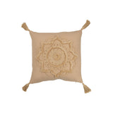 Coussin Flower Brush J-Line en polyester beige, vue de face