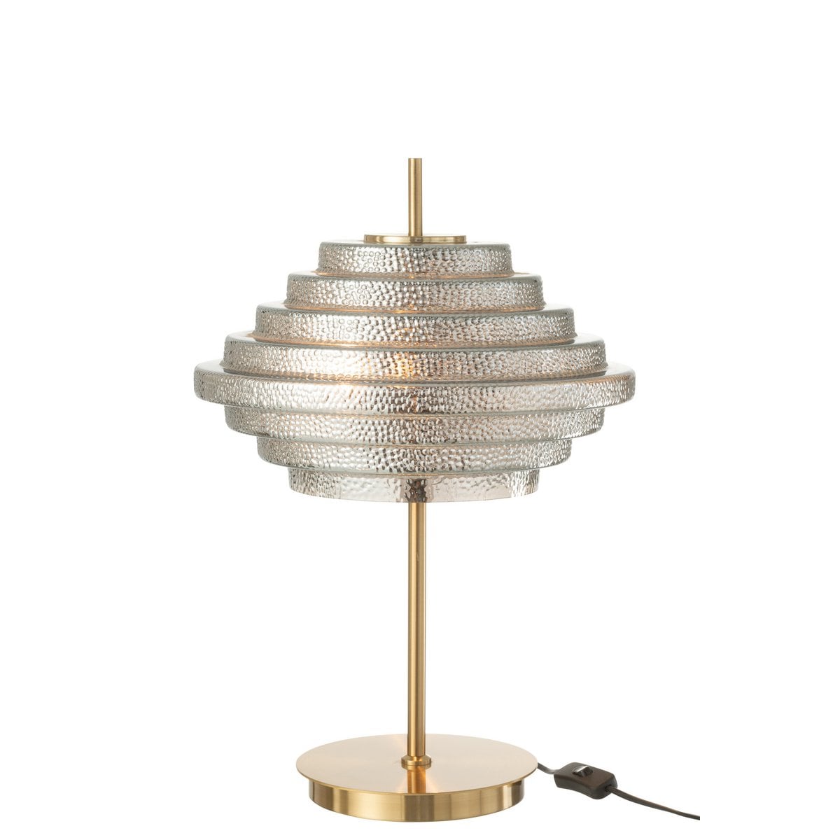 Détail de la lampe J-Line en or, métal et verre
