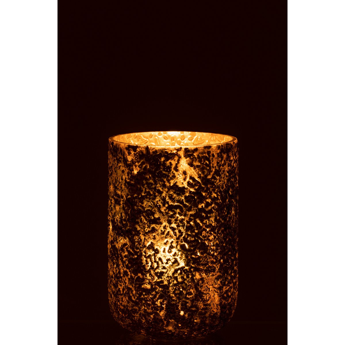 Détail de la lanterne J-Line Oxydé, verre transparent et métal cuivré