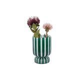 Vase rayé rétro moyen en verre vert, détail des rayures