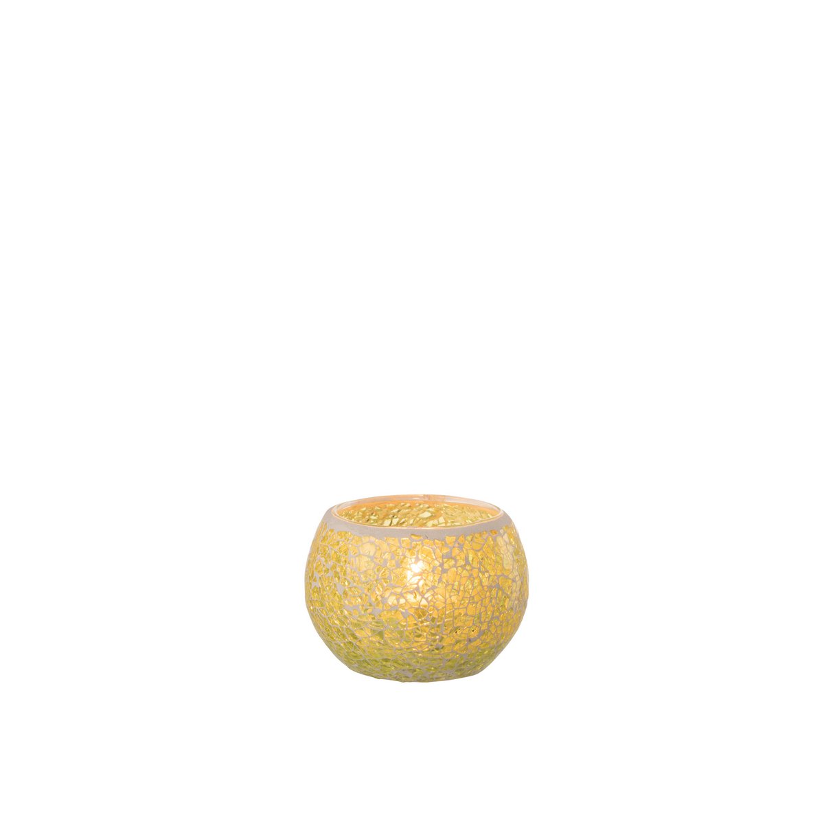 Photophore Mosaic Round J-Line en verre jaune, vue de face
