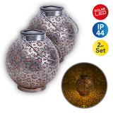 2 Set LED Decoration Lumière solaire Ø 18 cm Décoration extérieure en métal en argent avec des LED intégrées