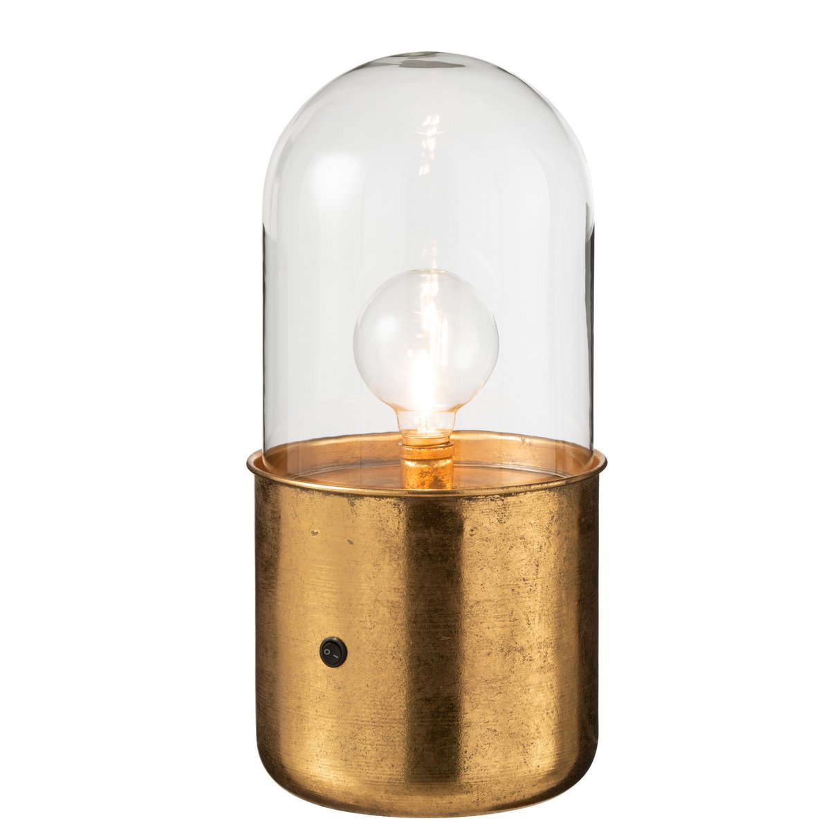 Lampe de table J-Line Antique en verre et zinc doré, vue de face