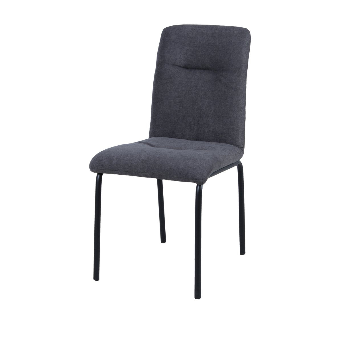 Vue latérale des chaises noires modernes avec assise en tissu
