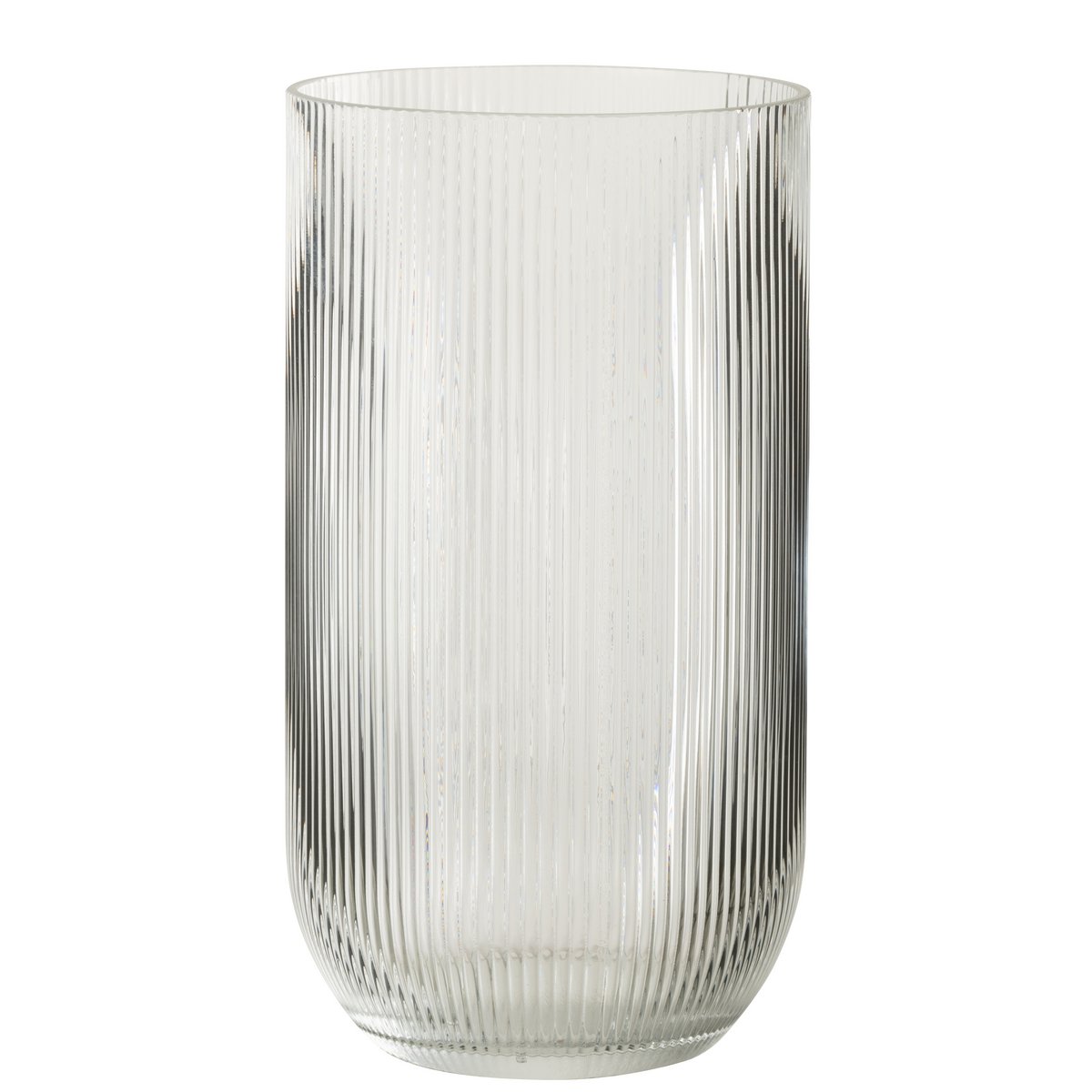 Vase J-Line Rayé en verre transparent, vue de face