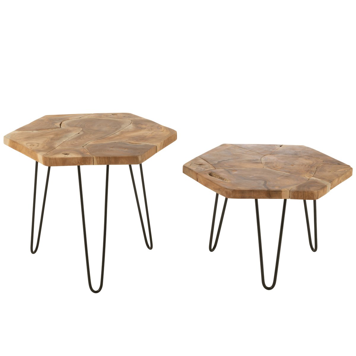 Table d'appoint J-Line hexagone avec objets décoratifs