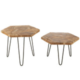 Table d'appoint J-Line hexagone avec objets décoratifs