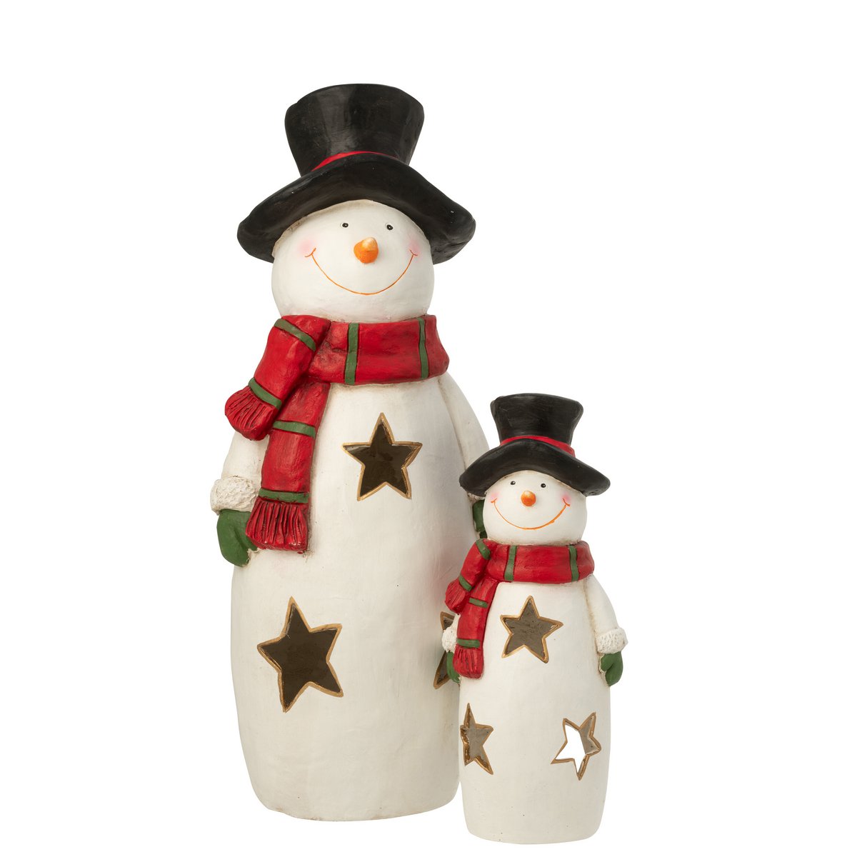Photophore Bonhomme de Neige J-Line avec écharpe et chapeau, design coloré