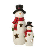 Photophore Bonhomme de Neige J-Line avec écharpe et chapeau, design coloré