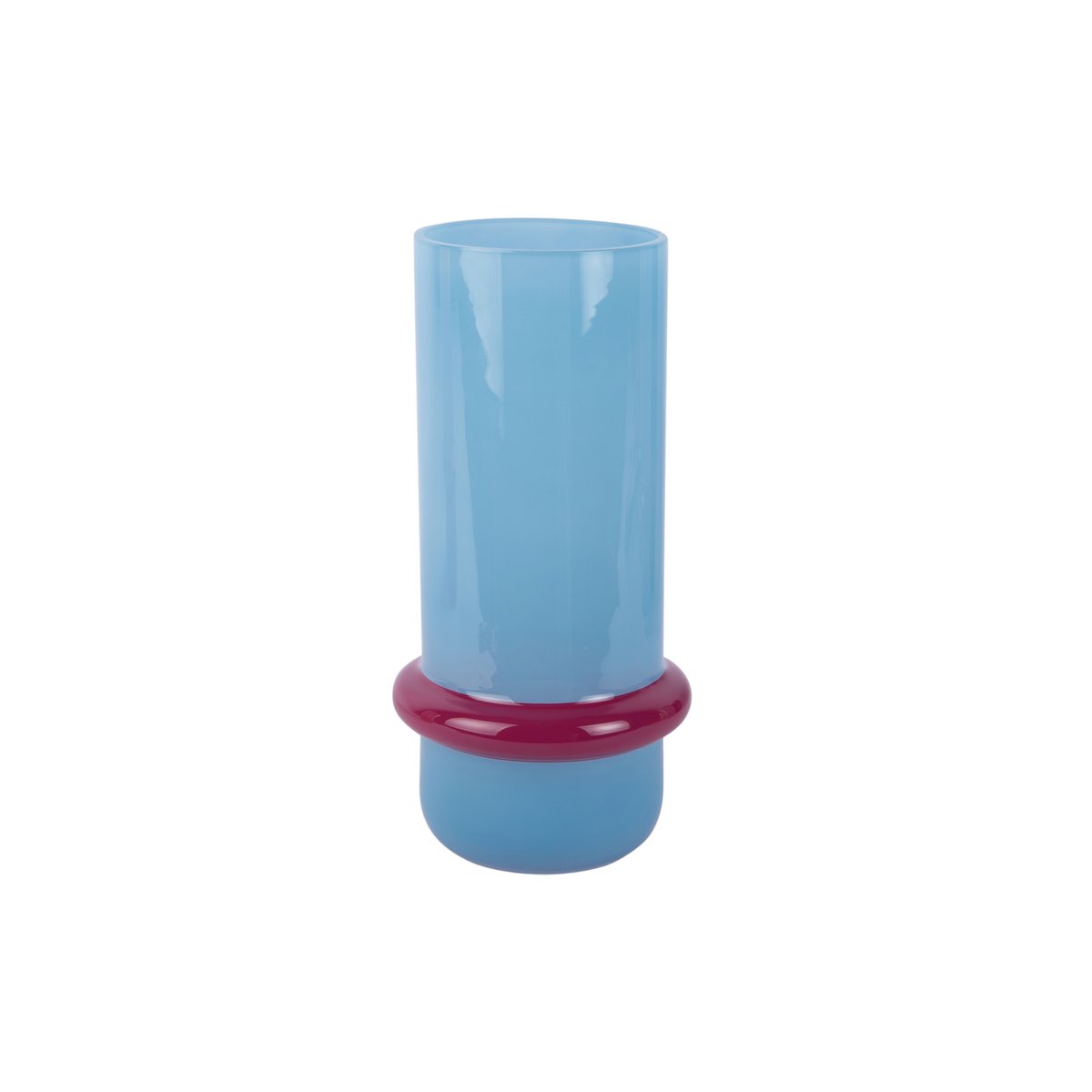 Vase Anneau Animé Grand en verre bleu avec design contemporain