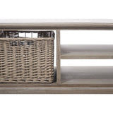 Table basse J-Line rectangulaire - 2 tiroirs et 1 panier - bois - gris