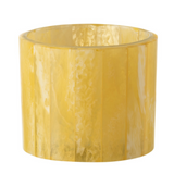 Photophore J-Line Lines petit en verre jaune, vue de face
