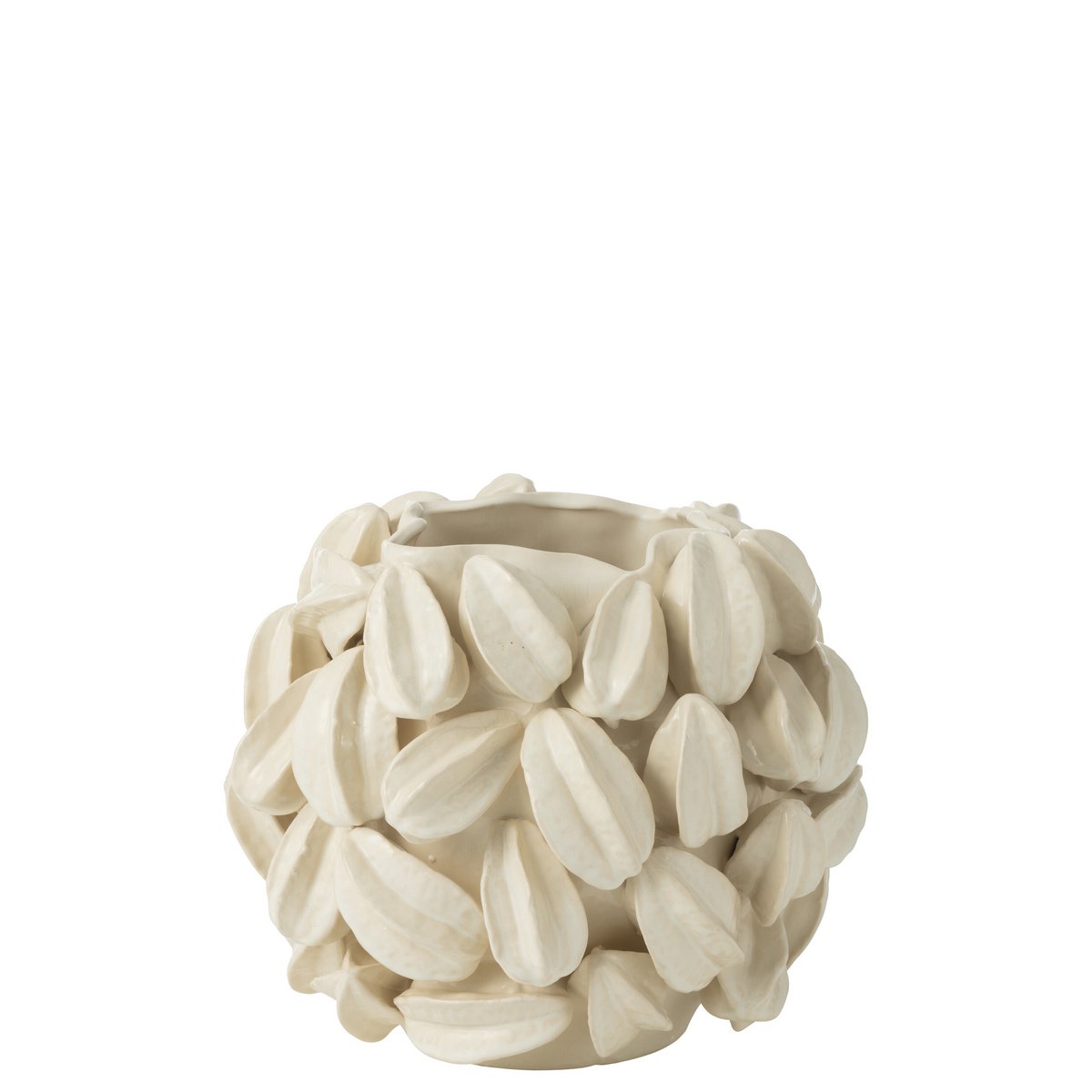 Détail du Vase Botanica Cacao, finition céramique beige, style bohème