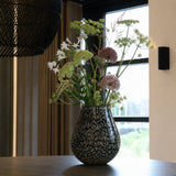 Vase en verre soufflé imitation marbre noir blanc beige