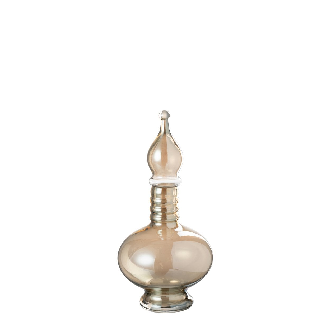 Vase J-Line Joey en verre beige, élégant et moderne, posé sur une table.