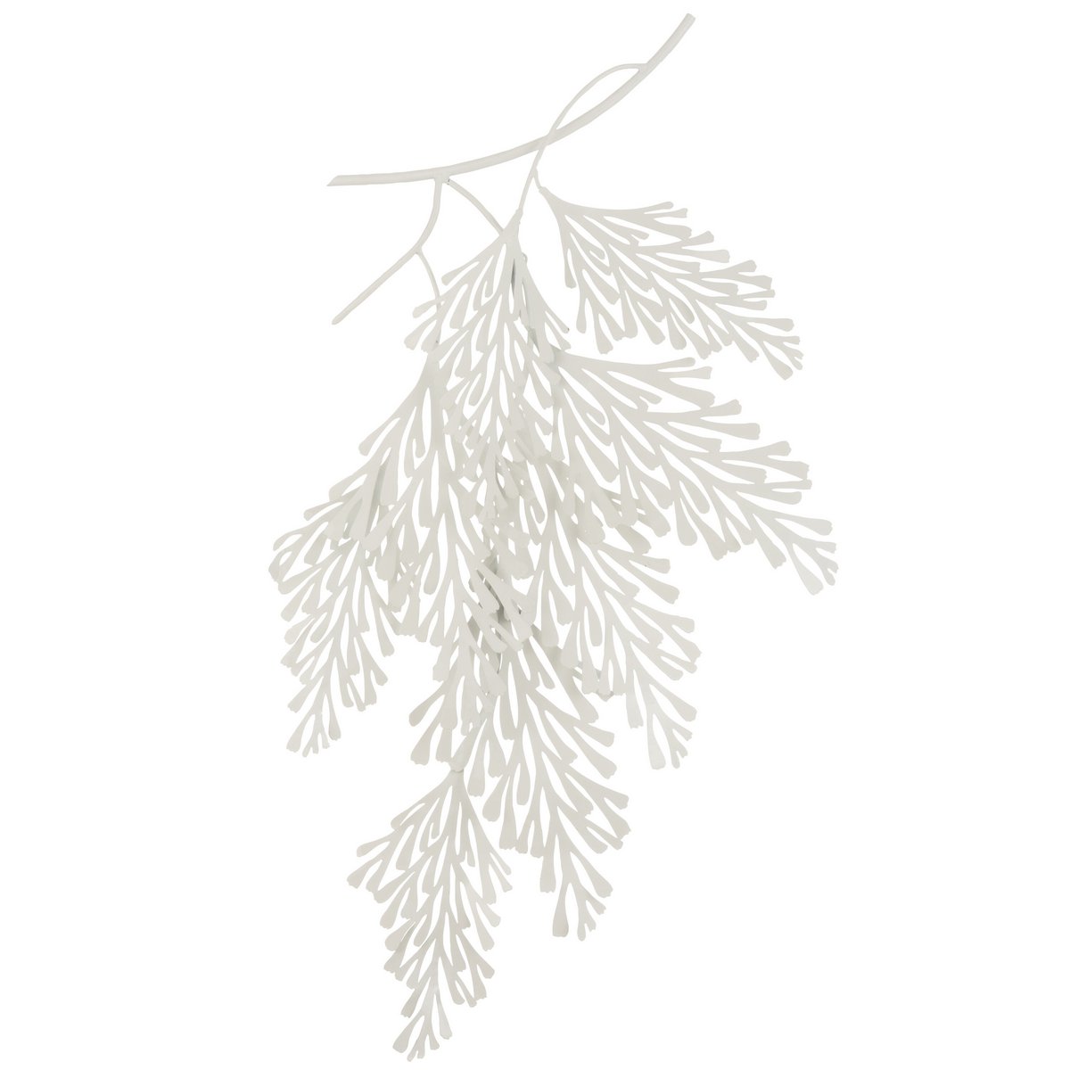 Décoration murale Feuille Branches en métal blanc, design moderne et élégant