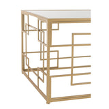 Vue latérale de la table basse J-Line avec verre et métal