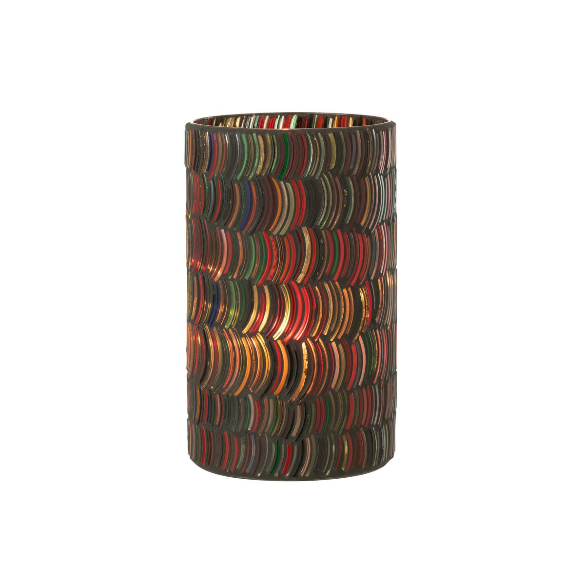 Lanterne J-Line Mosaic Curve vue de face, design multicolore en verre