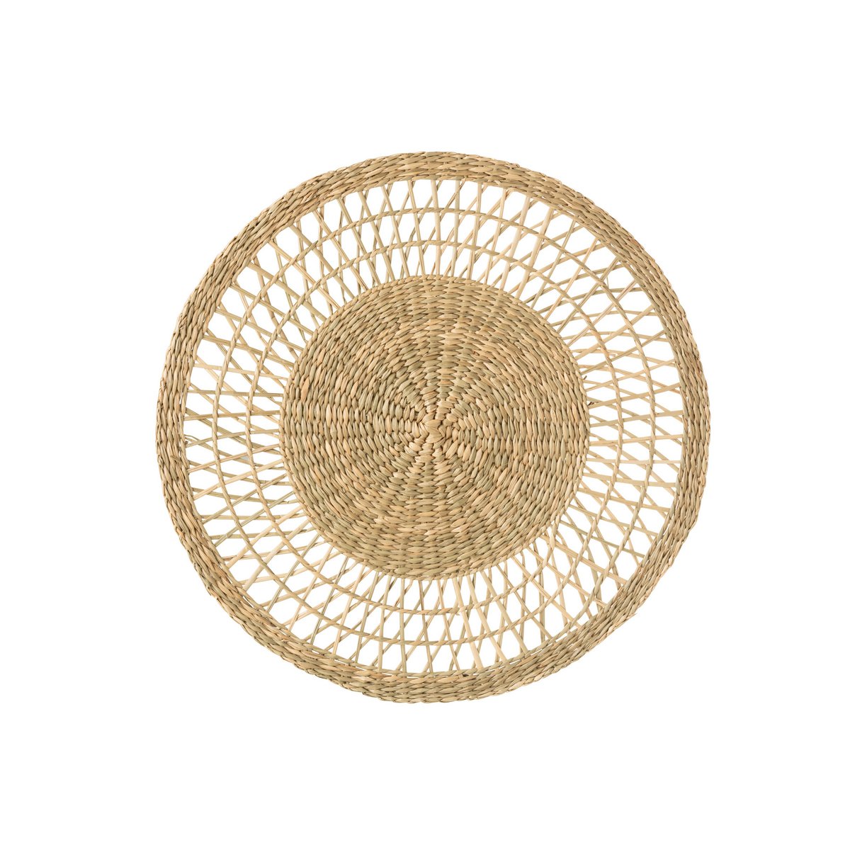 Set de table rond en jonc de mer naturel J-Line, vue de dessus