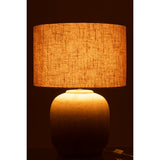 Détail de la lampe J-Line Mia, mettant en valeur la texture de la céramique beige