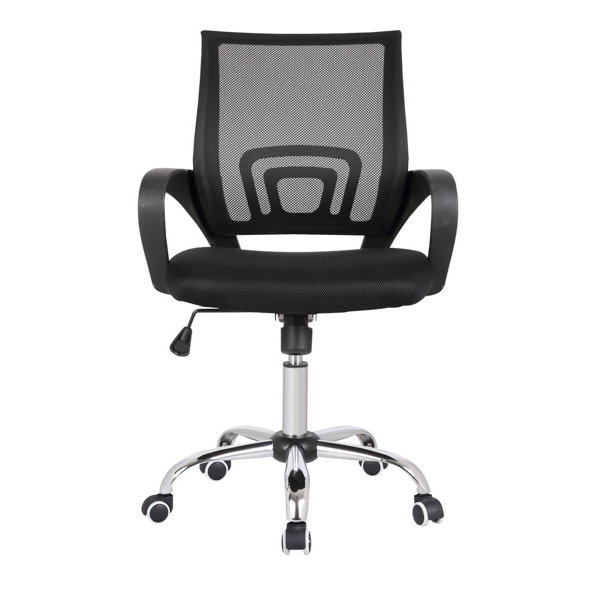 Chaise de bureau ergonomique noir et gris avec cadre en métal chromé