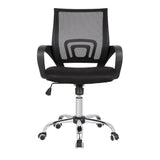 Chaise de bureau ergonomique noir et gris avec cadre en métal chromé