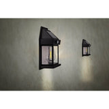 2 Définir la lampe murale solaire "Mira" env. 17 cm de haut, en plastique noir résistant aux intempéries, LED intégrée en blanc chaud, y compris le détecteur de mouvement et le capteur crépusculaire