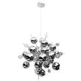 La lampe pendentielle "explosion" chromée en métal et en verre, versions G9, lampe suspendue pour salle à manger, salon, couloir ou bureau, Øca. 65 cm