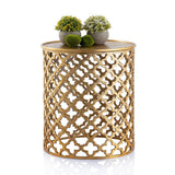 Table décorative table d'appoint en métal ø 40 x 45 cm ronde Cairo argent ou or aluminium oriental
